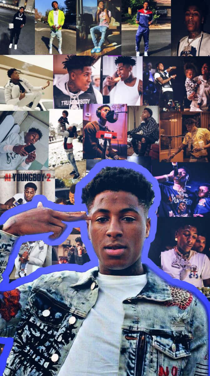 YoungBoy Never Broke Again 的街頭服飾和表演照片拼貼。 — NBA Youngboy 壁紙