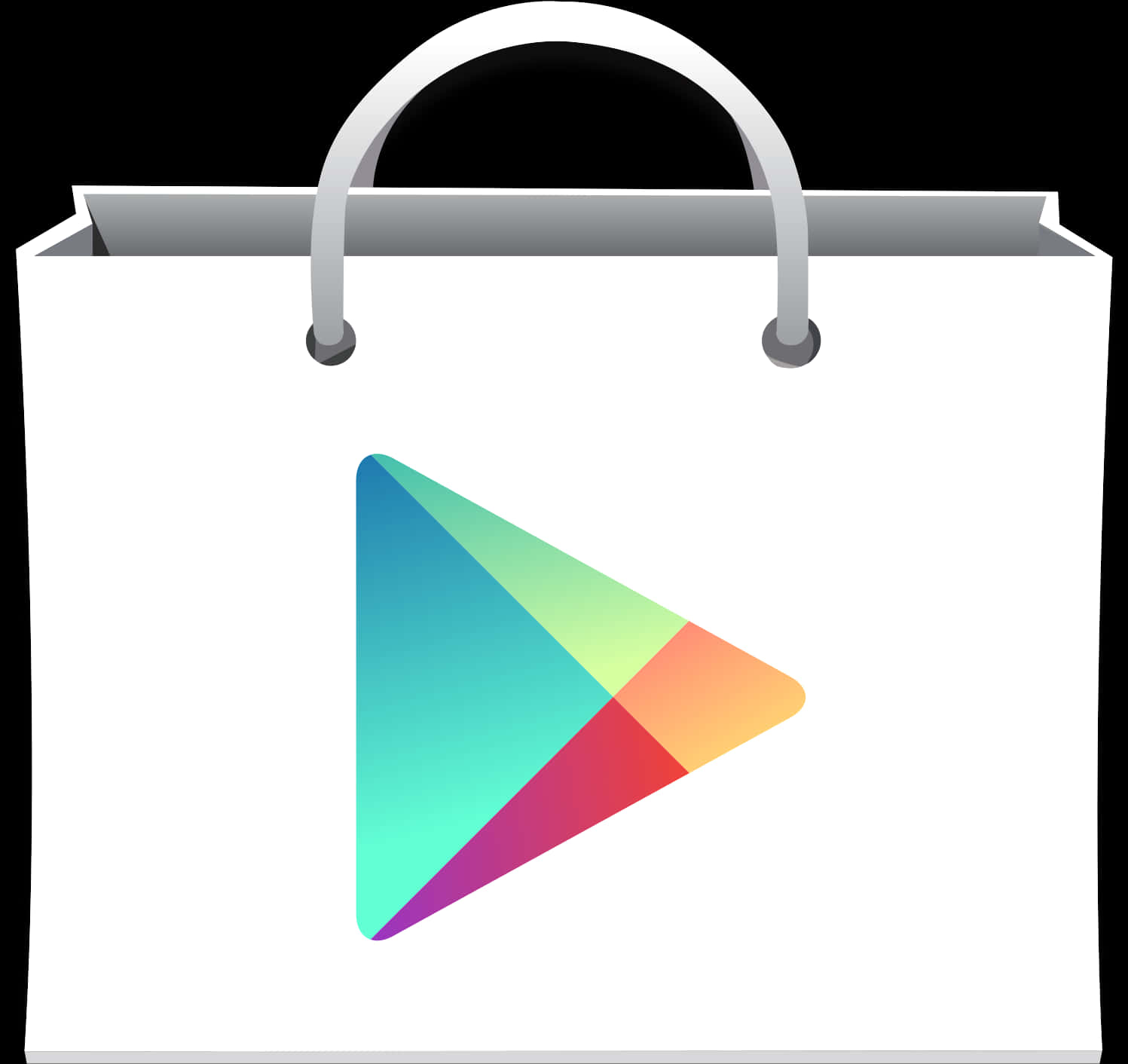帶有Google Play Store標誌的白色購物袋 — Google 壁紙