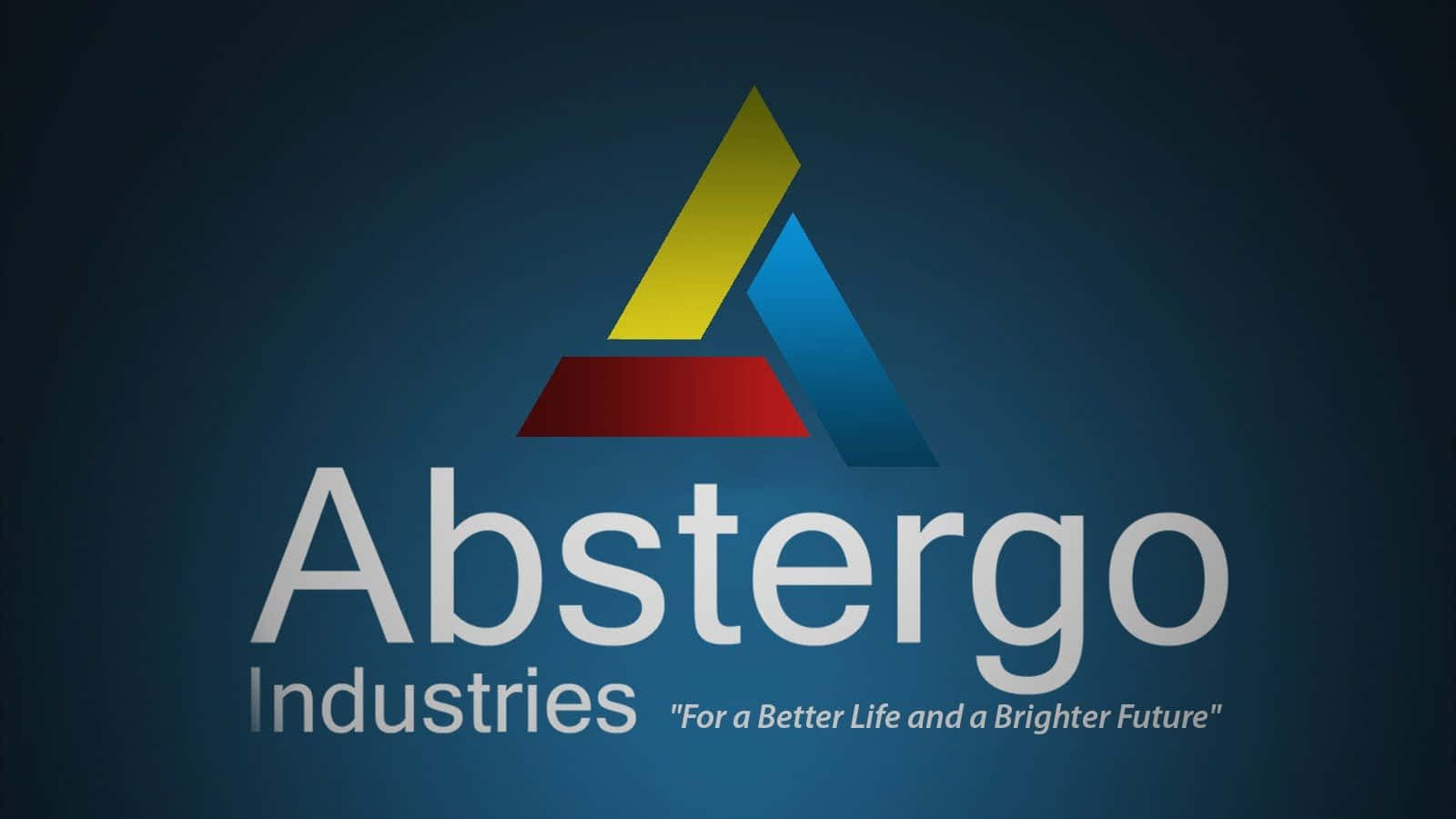 Abstergo 桌布 壁紙 — Abstergo Industries 的時尚企業標誌，以深藍色漸變背景上的風格化三角形為特色，包含黃色、藍色和紅色部分。