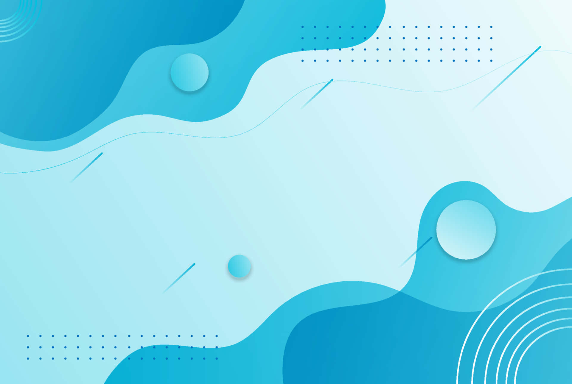  壁紙 — 抽象藍白流動形狀搭配幾何點綴，營造現代數位背景。