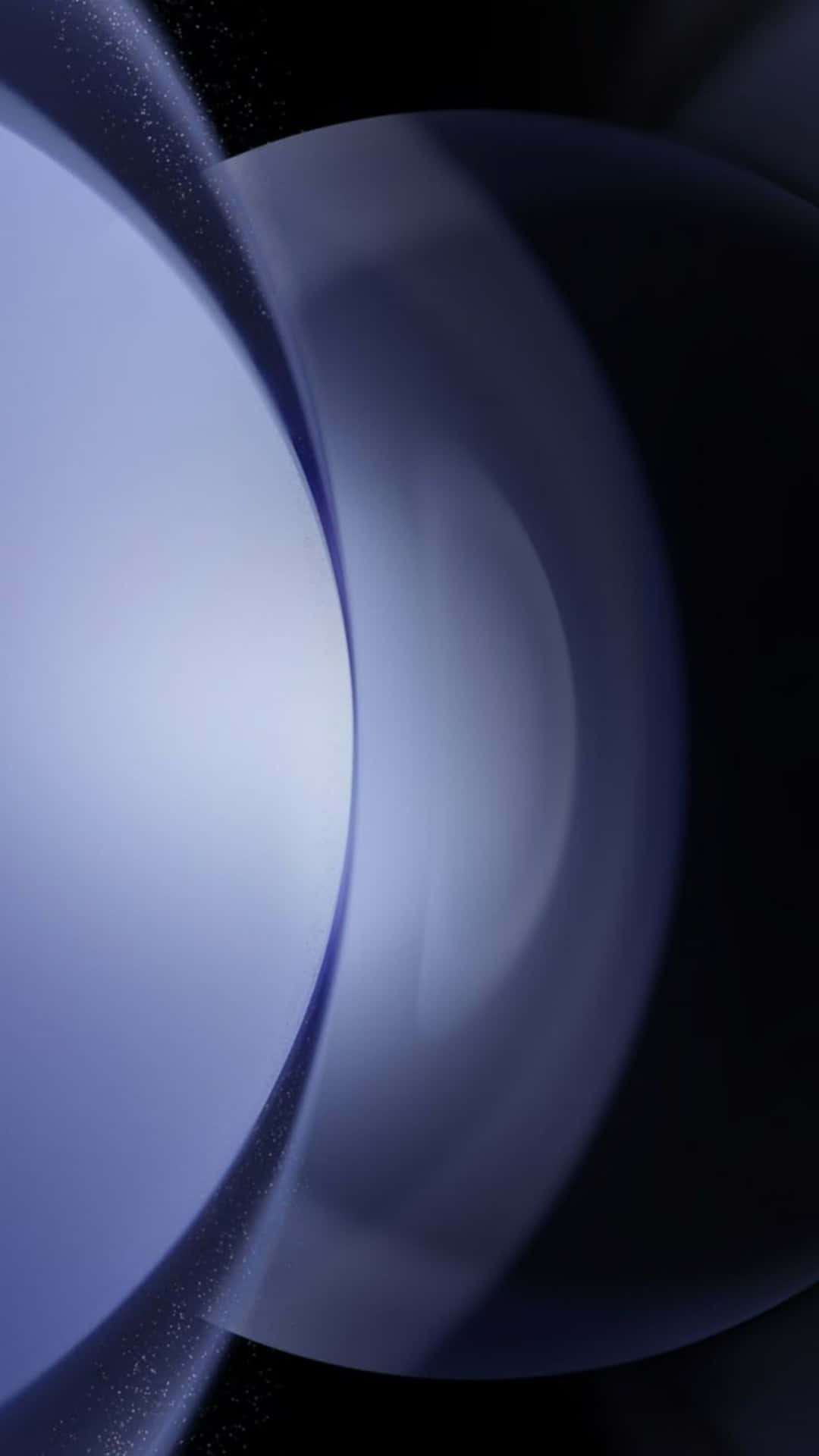  壁紙 — 抽象宇宙球體在佈滿星點的黑虛空中柔和發光，帶有平滑漸變和空靈光線。