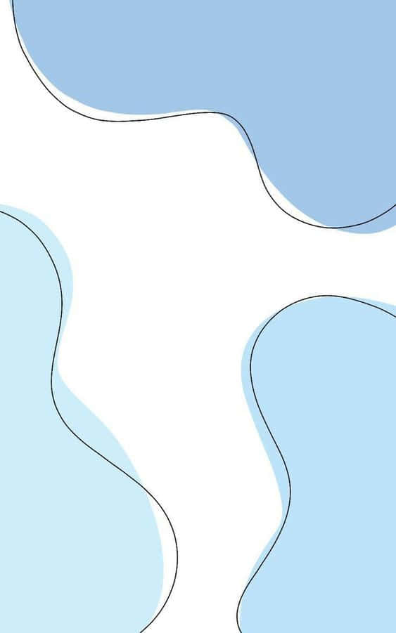  壁紙 — 抽象極簡風格壁紙，白色背景上帶有黑色勾勒的流動淺藍色形狀。