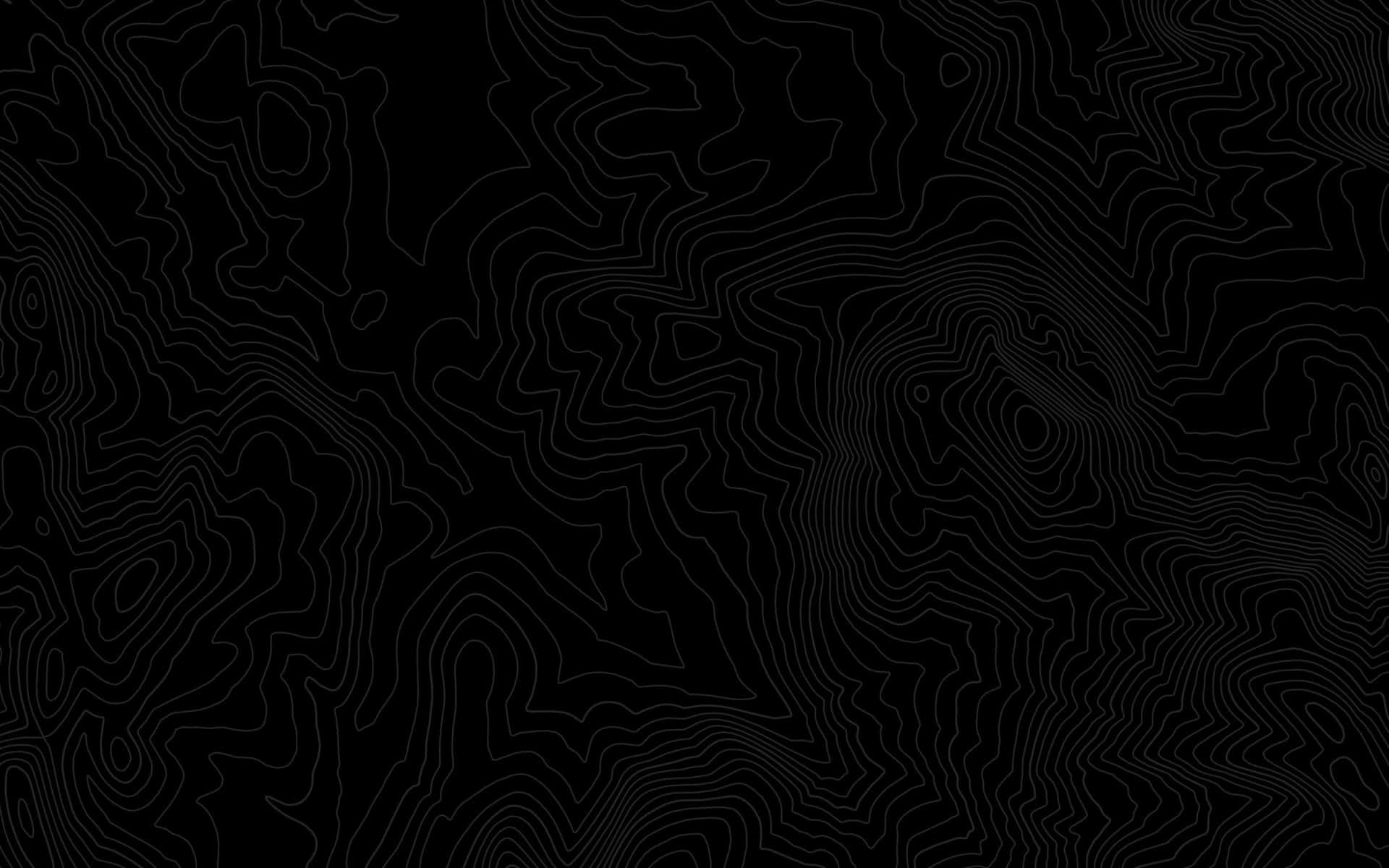  壁紙 — 白色抽象地形線條在黑色背景上創造出極簡的等高線地圖圖案。