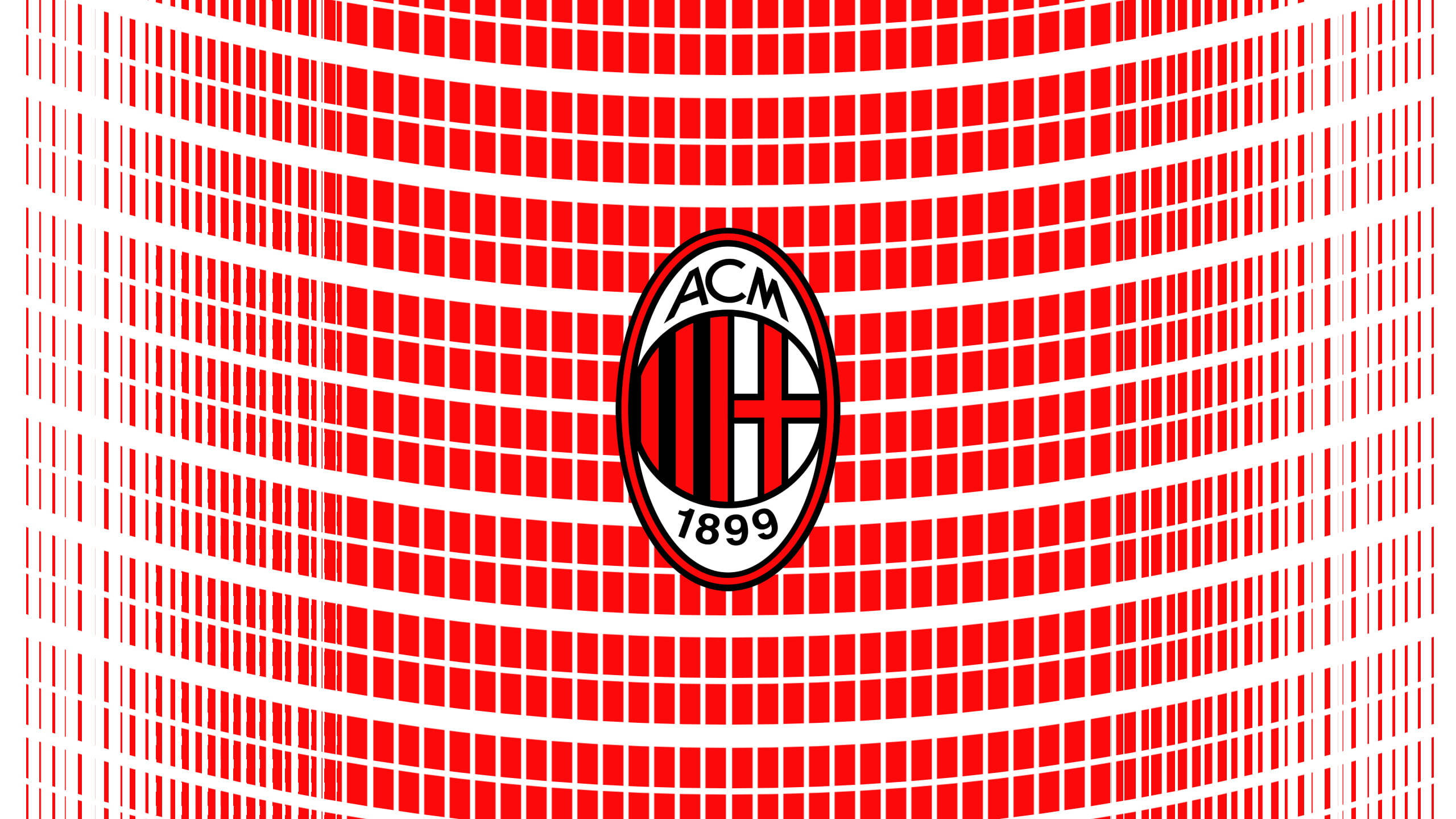 標誌 桌布 壁紙 — AC Milan 會徽居中於動態紅白條紋背景，帶有彎曲幾何圖案。