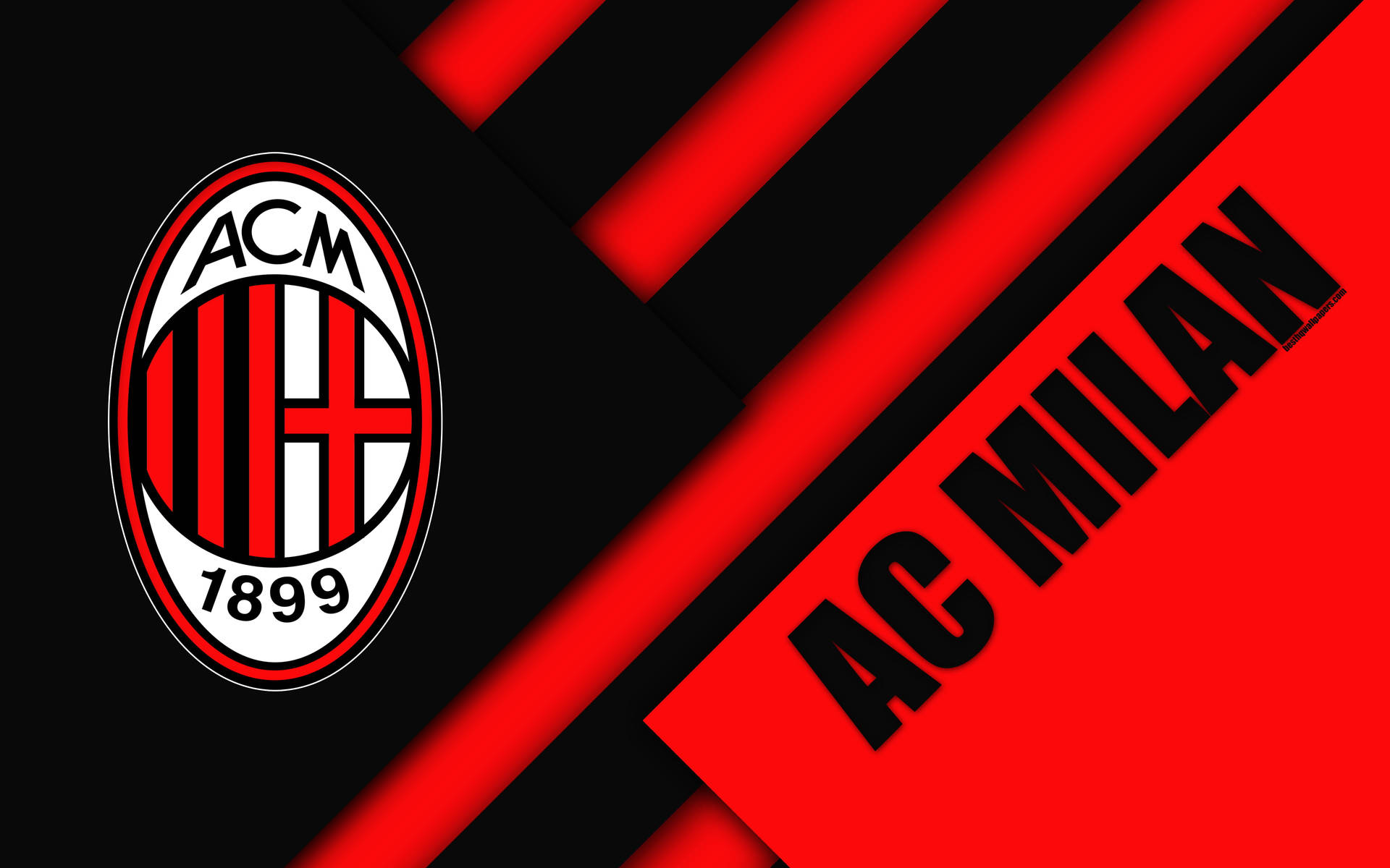 AC Milan 足球俱樂部標誌，紅黑斜紋搭配粗體文字。