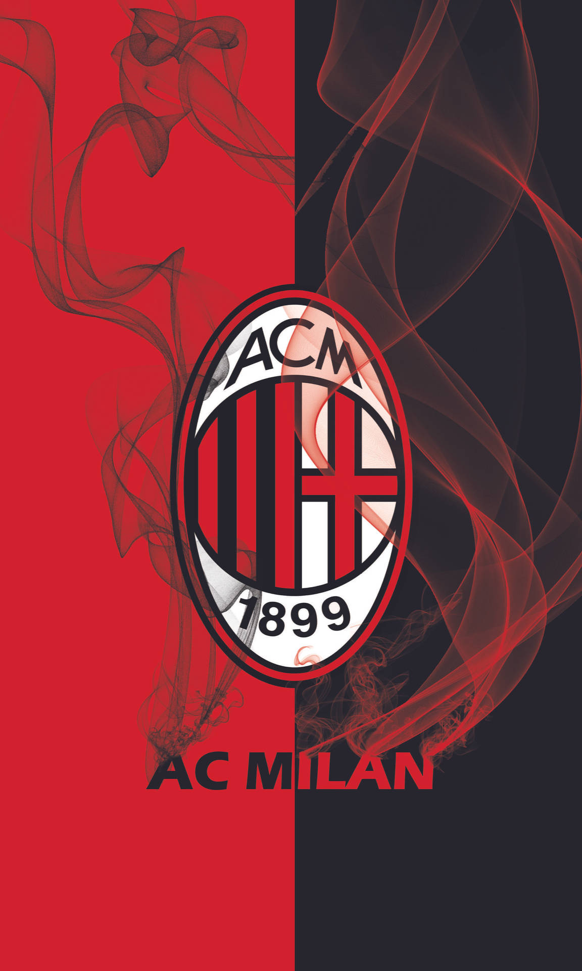 AC Milan 足球俱樂部標誌，紅黑煙霧設計。