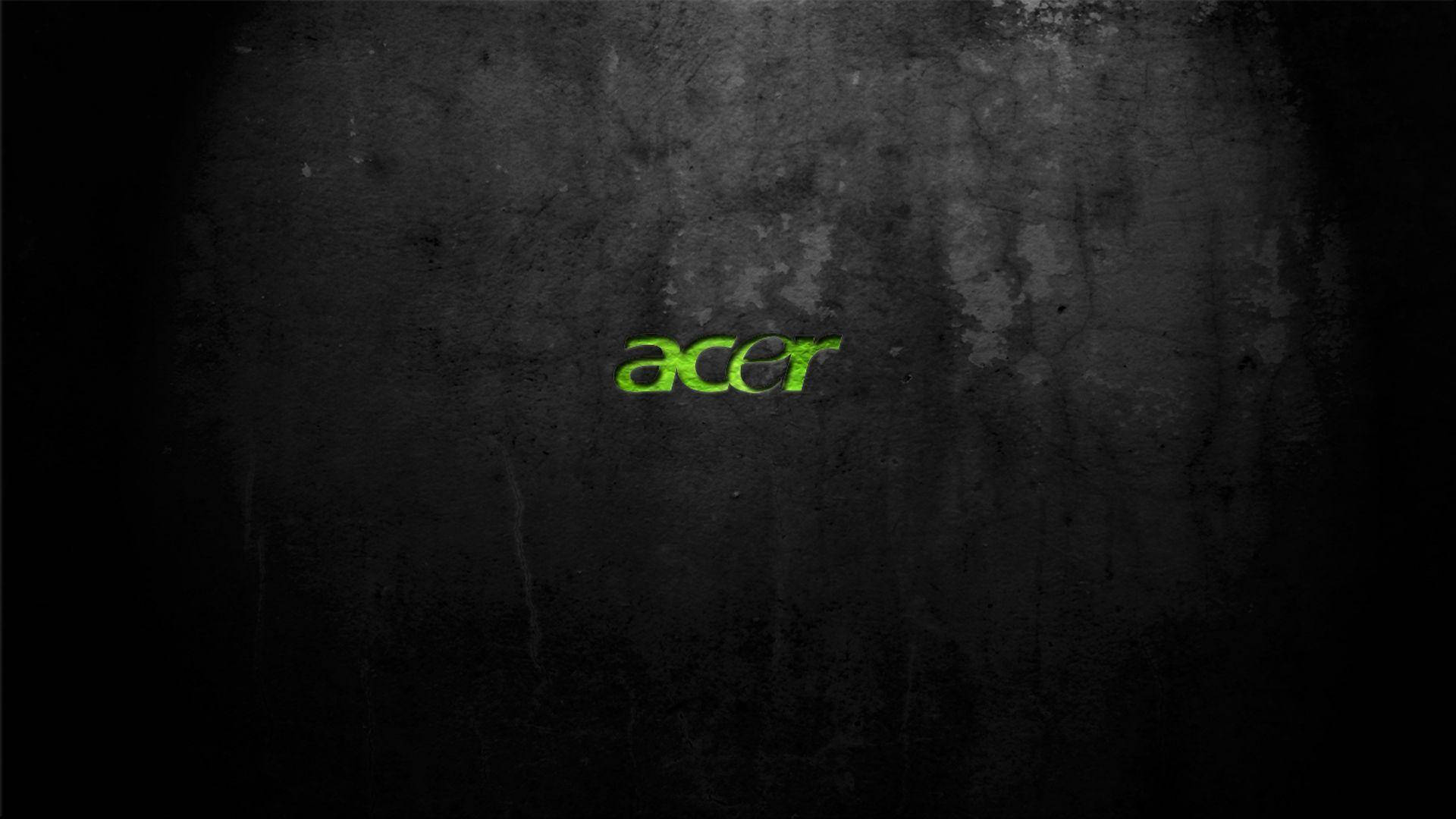 品牌 桌布 壁紙 — Acer 標誌在帶有紋理的深灰色混凝土牆上發出鮮豔的綠色光芒，並帶有微妙的燈光效果。