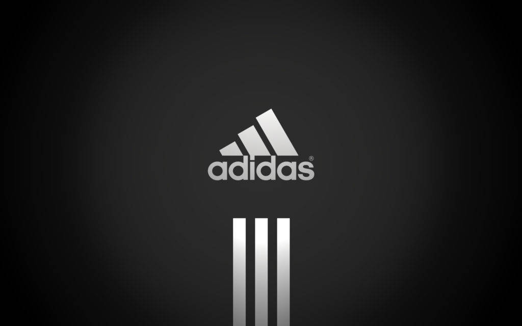adidas iPhone 桌布 壁紙 — Adidas 標誌以銀色漸變色居中顯示，背景為深灰色漸變色。