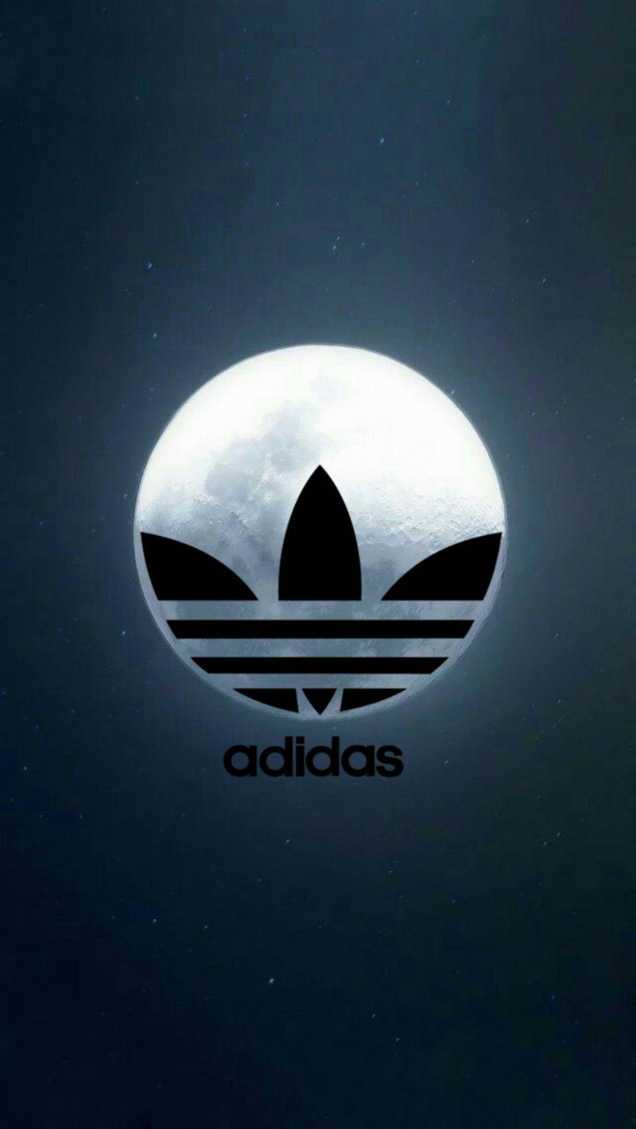 dope iPhone 桌布 壁紙 — Adidas 標誌疊加在滿月上，背景是星空夜空。
