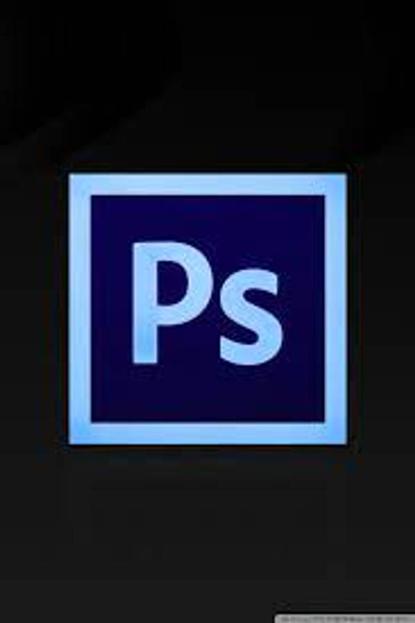 桌布 壁紙 — Adobe Photoshop 標誌在深色背景上柔和發光，帶有微妙的藍色光效。