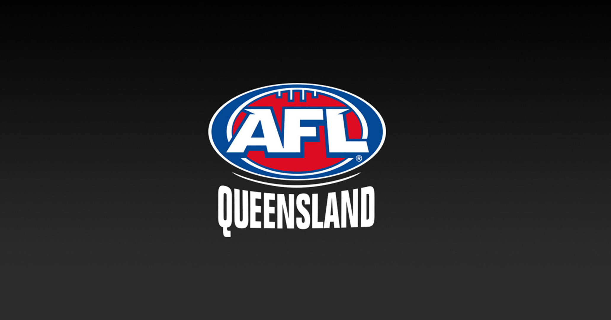 Afl 桌布 壁紙 — AFL Queensland 標誌居中於深色漸變背景上，採用大膽的紅、藍、白色。
