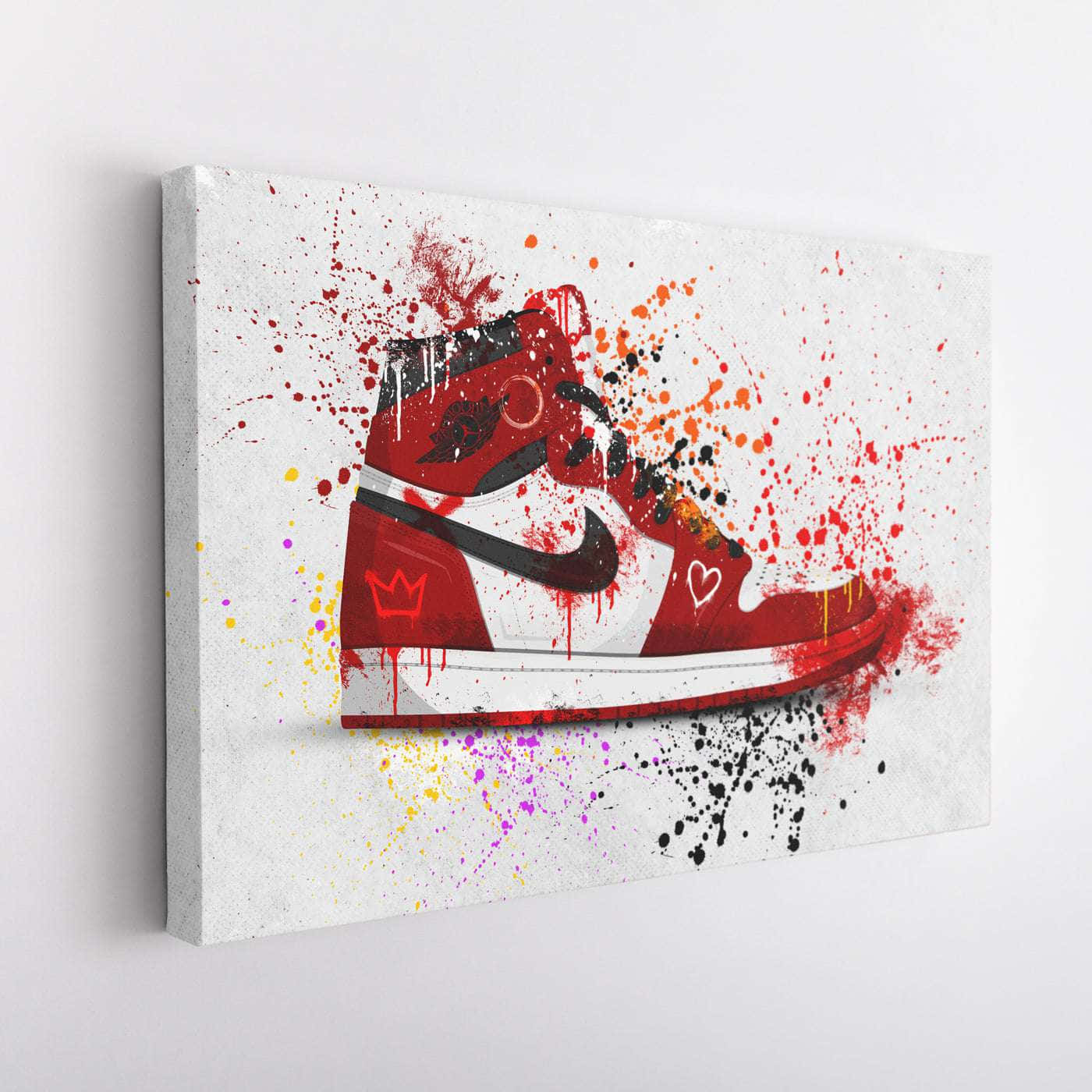 一塊畫布上有紅白配色的Air Jordan 1 壁紙