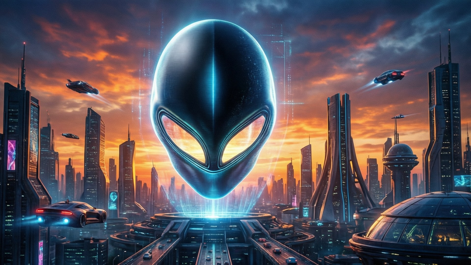 Alienware 城市全息投影 壁紙