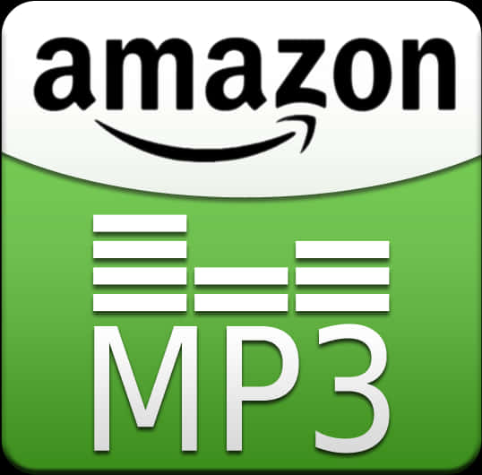 Amazon Logo 桌布 壁紙 — Amazon MP3 應用程式圖示，綠色背景，白色文字，顯示音樂等化器條。