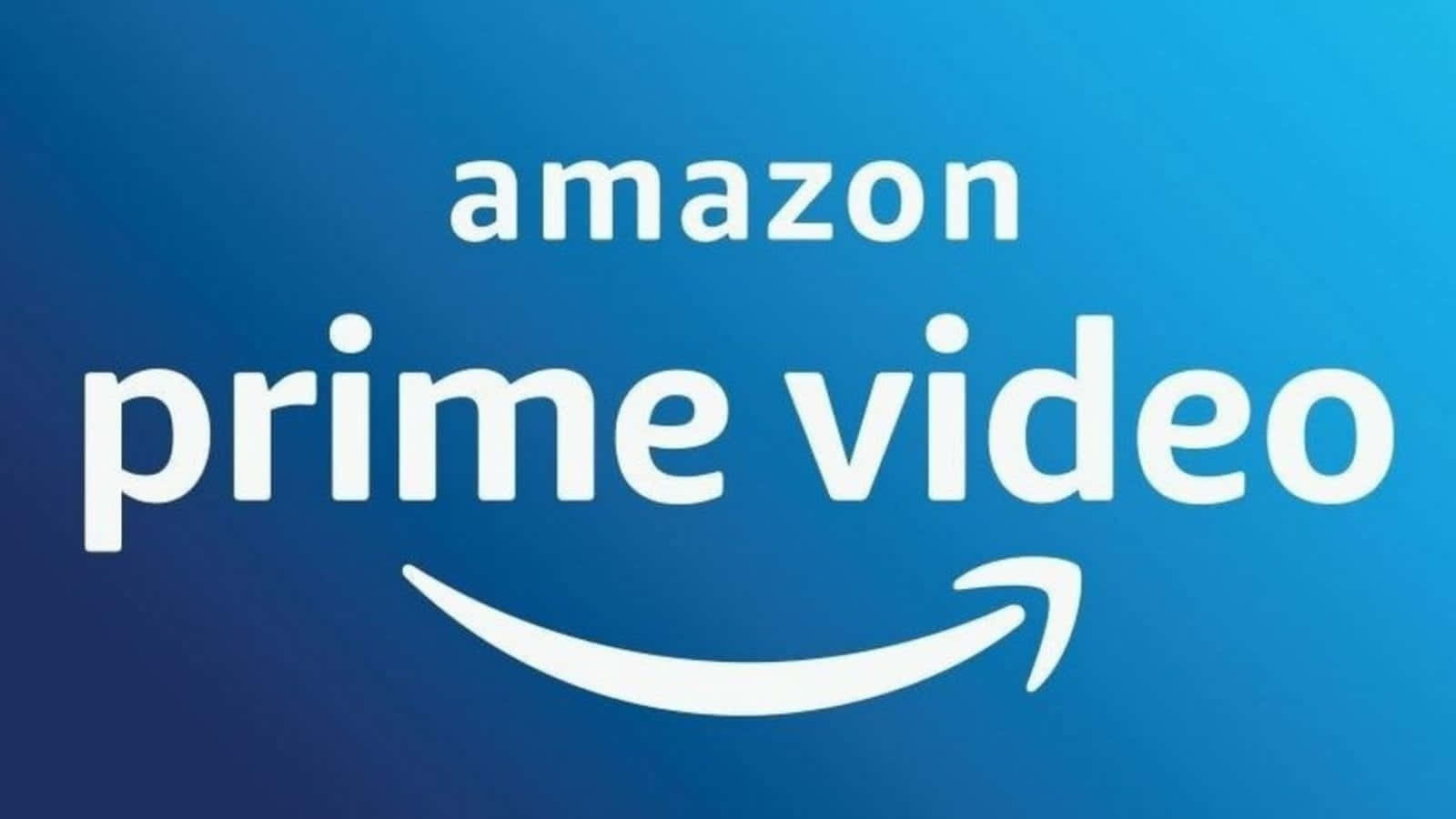亞馬遜 桌布 壁紙 — Amazon Prime Video 標誌，白色文字和微笑箭頭，漸變藍色背景。