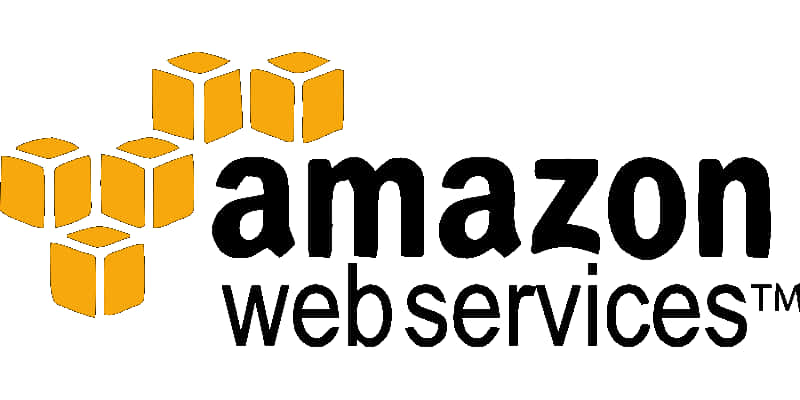 亞馬遜 桌布 壁紙 — Amazon Web Services 標誌，白色背景上帶有黑色文字和橙色立方體圖示。
