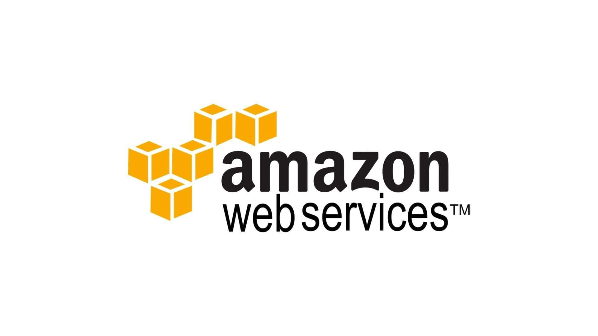 亞馬遜 桌布 壁紙 — Amazon Web Services 標誌，帶有橙色立方體圖示和白色背景上的黑色文字。