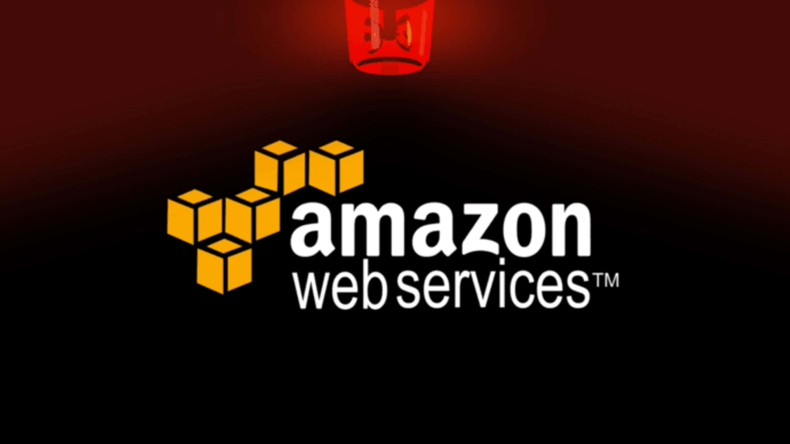 亞馬遜 桌布 壁紙 — Amazon Web Services 標誌，黃色立方體和紅色燈籠，背景為深色漸變。
