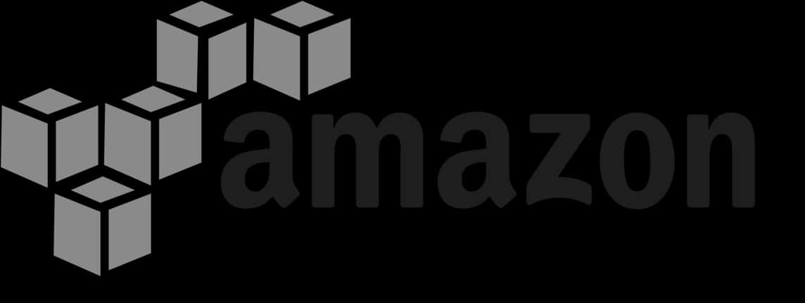 亞馬遜 桌布 壁紙 — Amazon 標誌，帶有灰色立方體圖標和黑色背景上的文字。