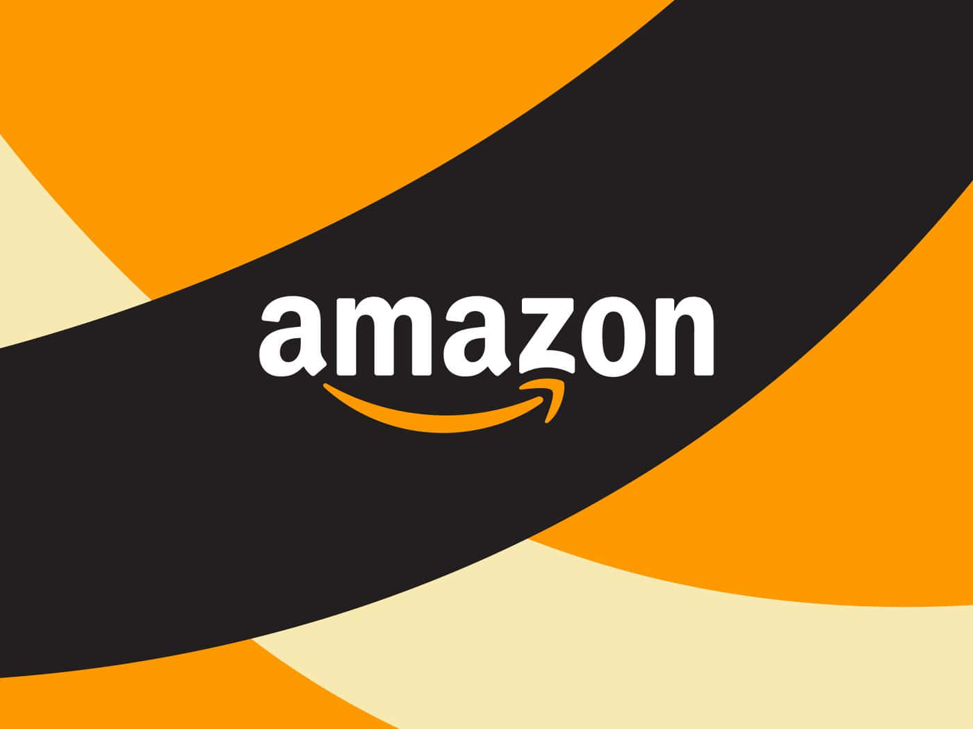 Amazon 標誌在抽象橙色黑色和奶油色背景上 — 亞馬遜 GIF 壁紙