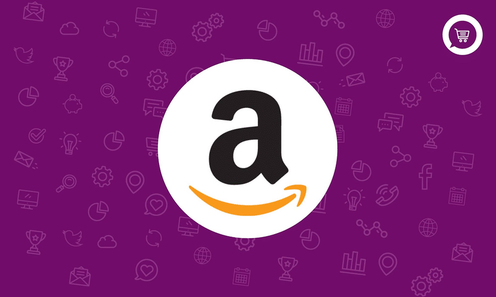 Amazon 標誌搭配科技圖標，紫色背景 — Valorant Logo 壁紙