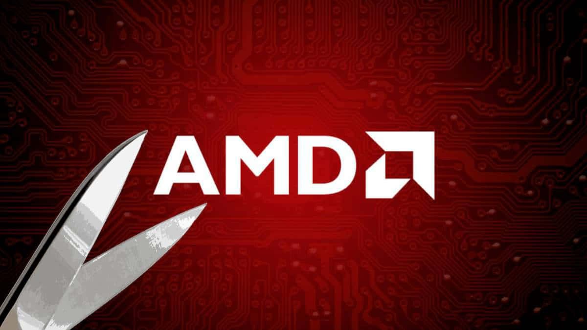 AMD標誌配剪刀置於電路板上
