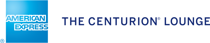 美國運通 桌布 壁紙 — American Express Centurion Lounge 標誌，藍色文字配黑色背景，附有註冊商標符號。