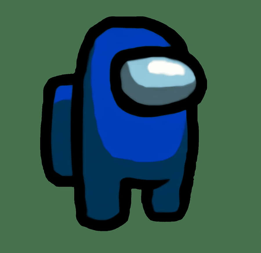 Among US Blue 桌布 壁紙 — Among Us 中的藍色船員站在純綠色背景上，帶有粗黑色輪廓和發光的白色面罩。