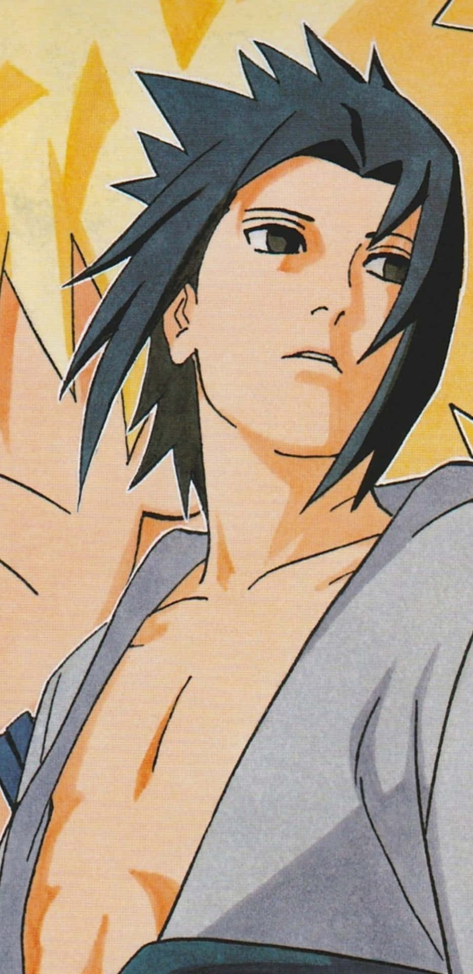 動漫角色，黑色刺蝟頭，表情嚴肅。 — Sasuke 壁紙