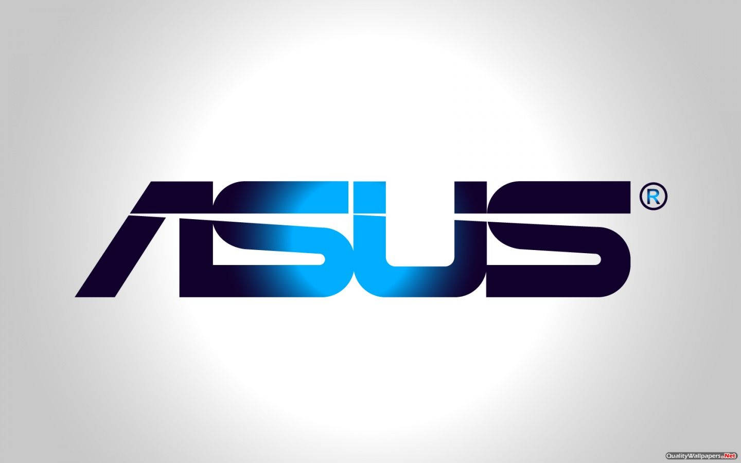 灰色背景上帶有藍色和黑色漸變的 ASUS 品牌標誌 — Asus 壁紙