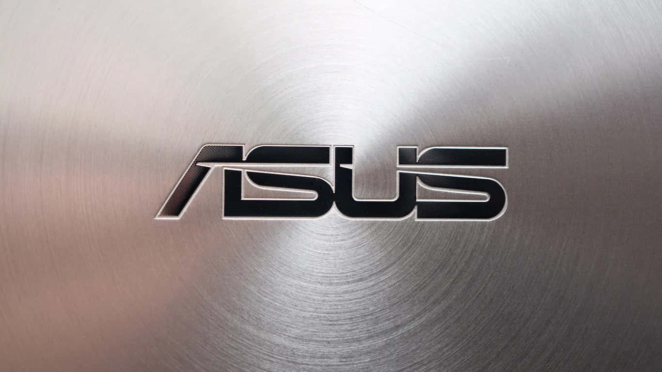 ASUS 桌布 壁紙 — ASUS 標誌在帶有放射紋理的拉絲金屬銀色背景上閃耀著時尚的黑色。