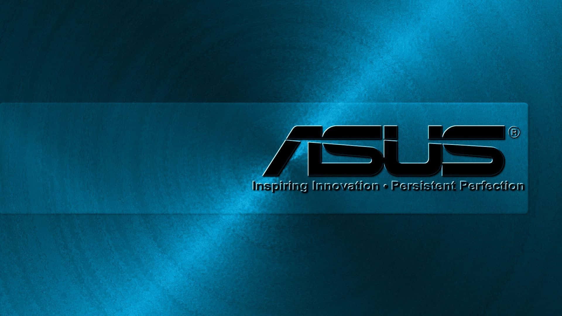 ASUS 桌布 壁紙 — ASUS 標誌在帶有紋理的藍色漸變背景上以金屬黑色閃耀，並帶有微妙的光線。