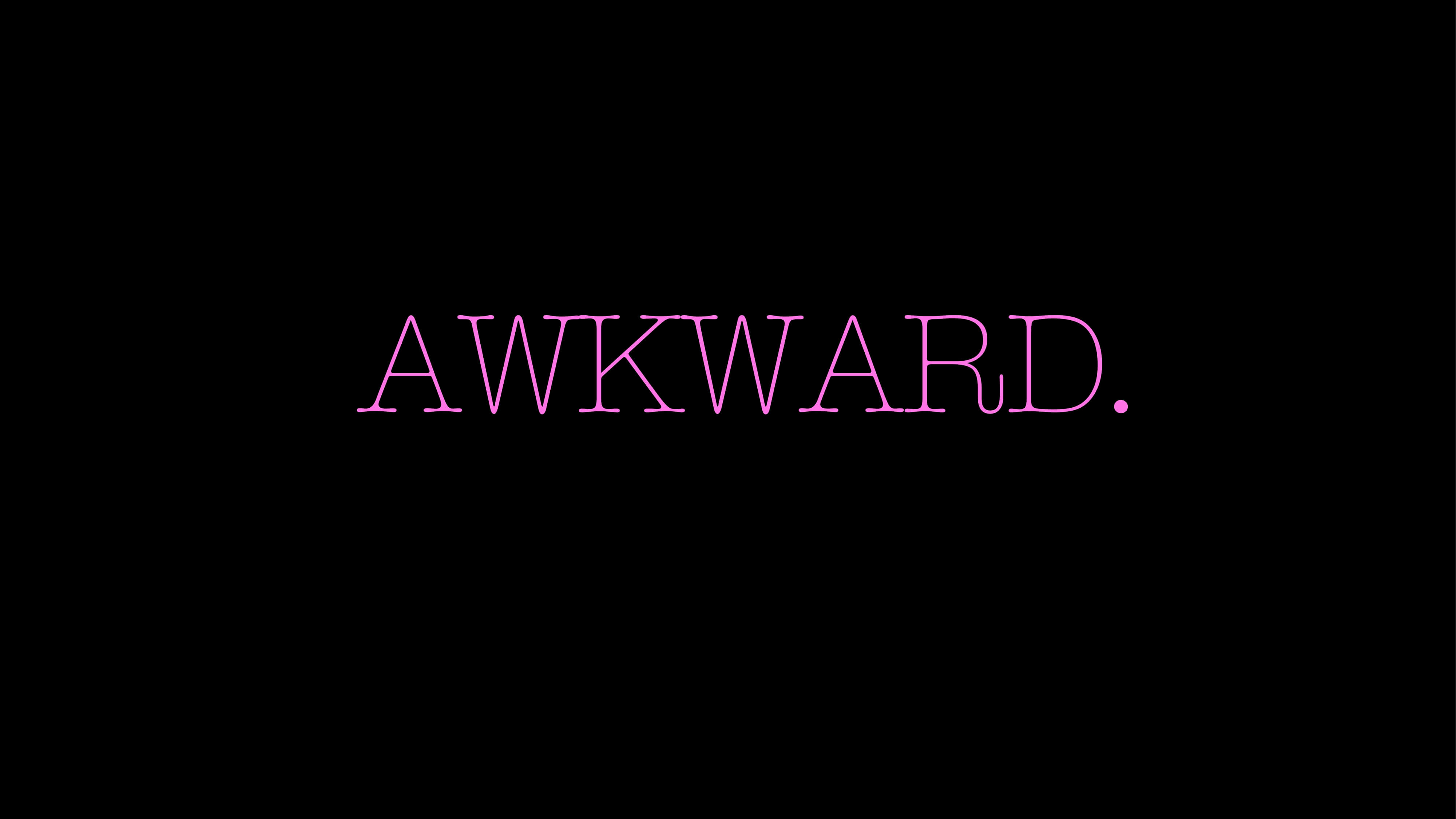 Word 桌布 壁紙 — 「awkward」一詞在純黑色背景上以充滿活力的粉紅色霓虹燈發光。