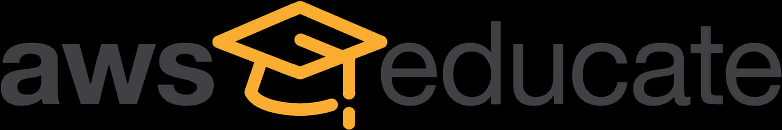 亞馬遜 桌布 壁紙 — AWS Educate 標誌，在黑色背景上的灰色文字之間有一個風格化的橙色畢業帽。