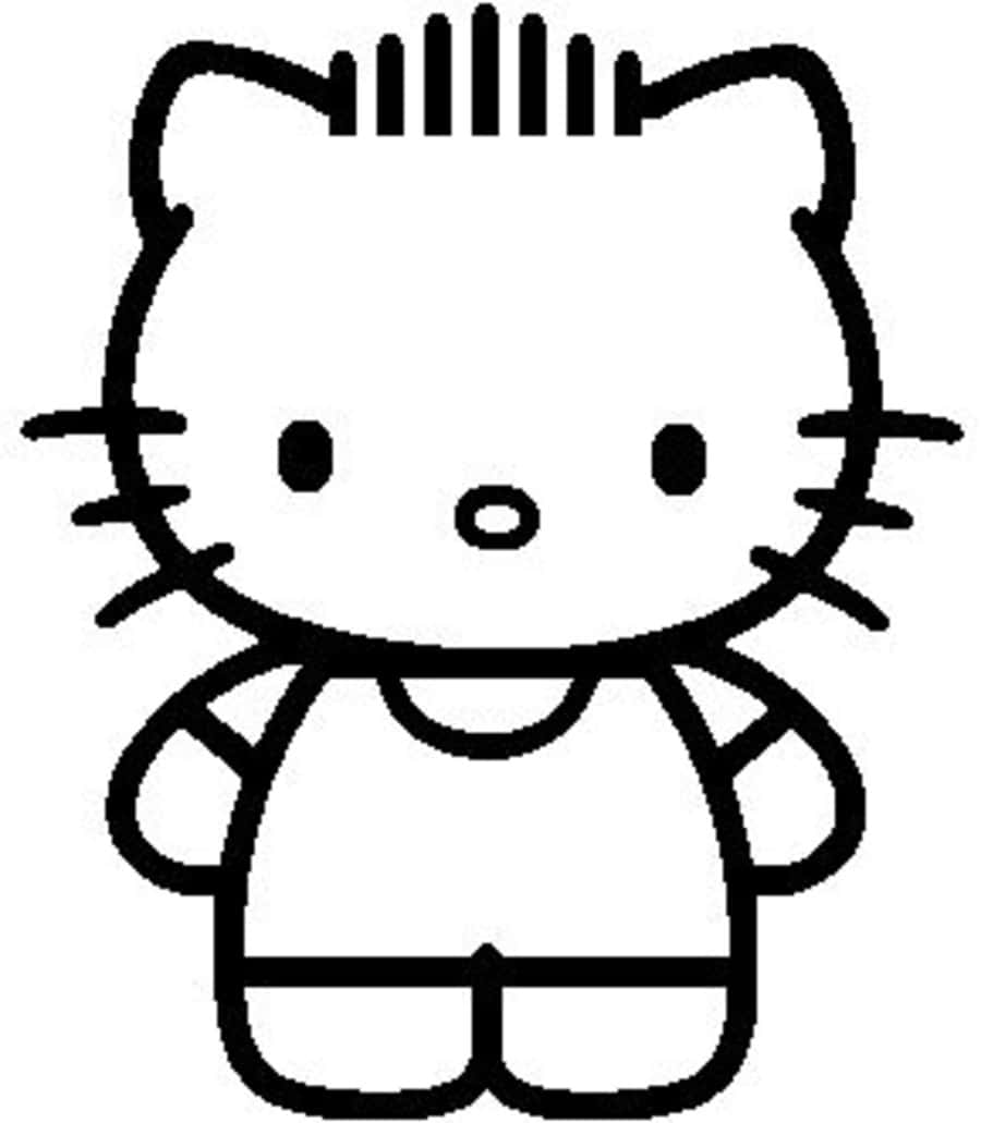 黑色輪廓風格的 Hello Kitty 卡通角色 — Hello Kitty 壁紙