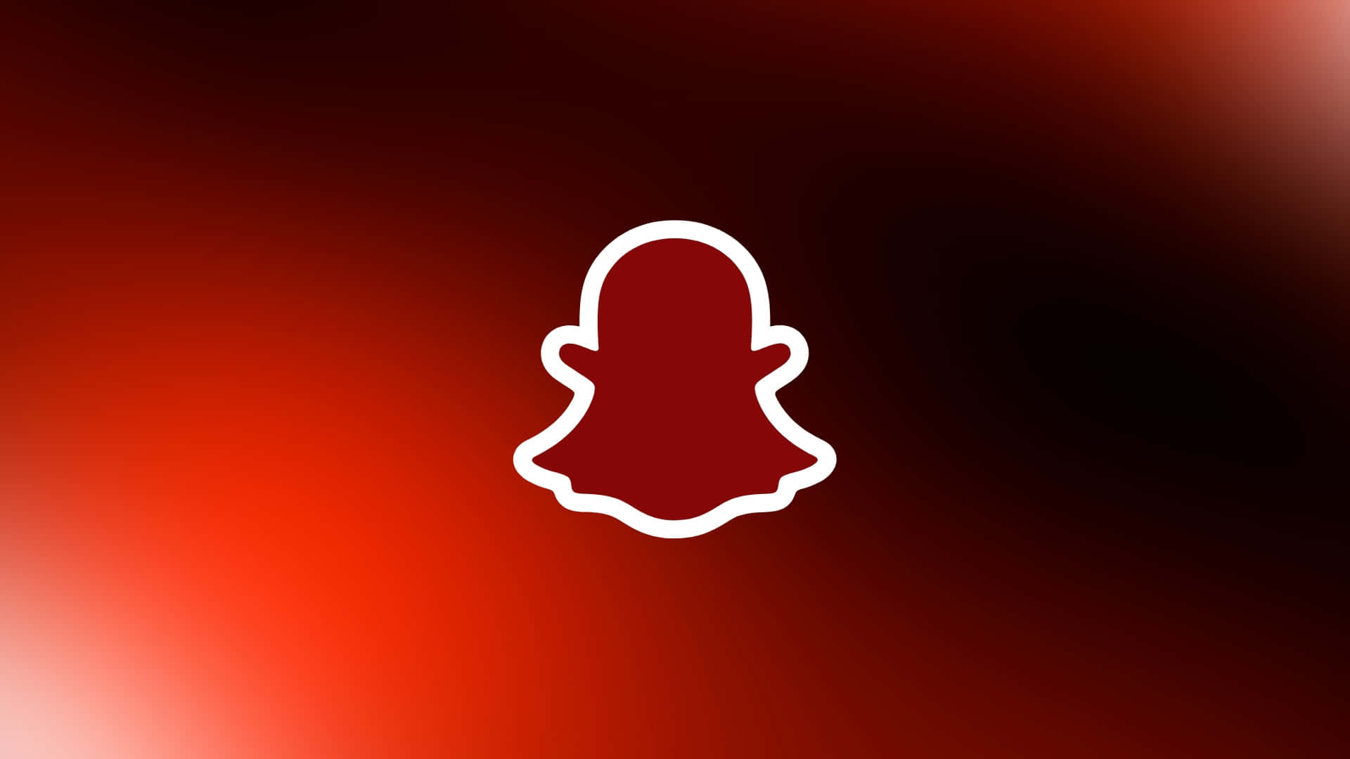  壁紙 — 白色輪廓的Snapchat鬼魂標誌居中於漸變紅色背景上，漸變至黑色。