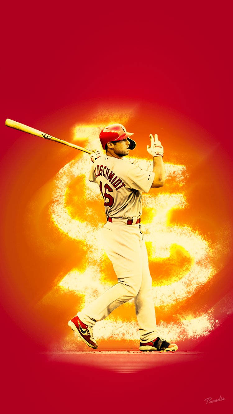 棒球選手揮棒，身後有熾熱的美元符號。 — MLB 壁紙
