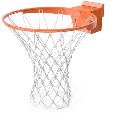 籃球框連網在白色粉末堆上，黑色背景 — NBA 壁紙
