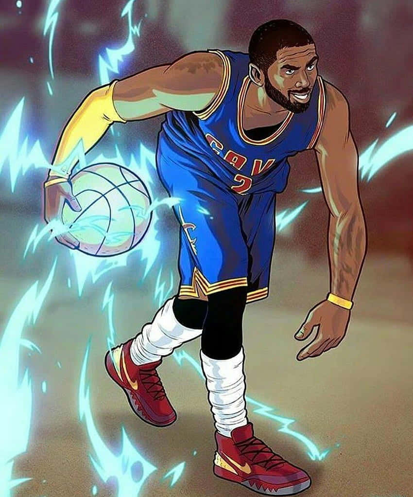 身穿藍色球衣的籃球運動員運球，周圍有電光閃電效果。 — NBA 壁紙