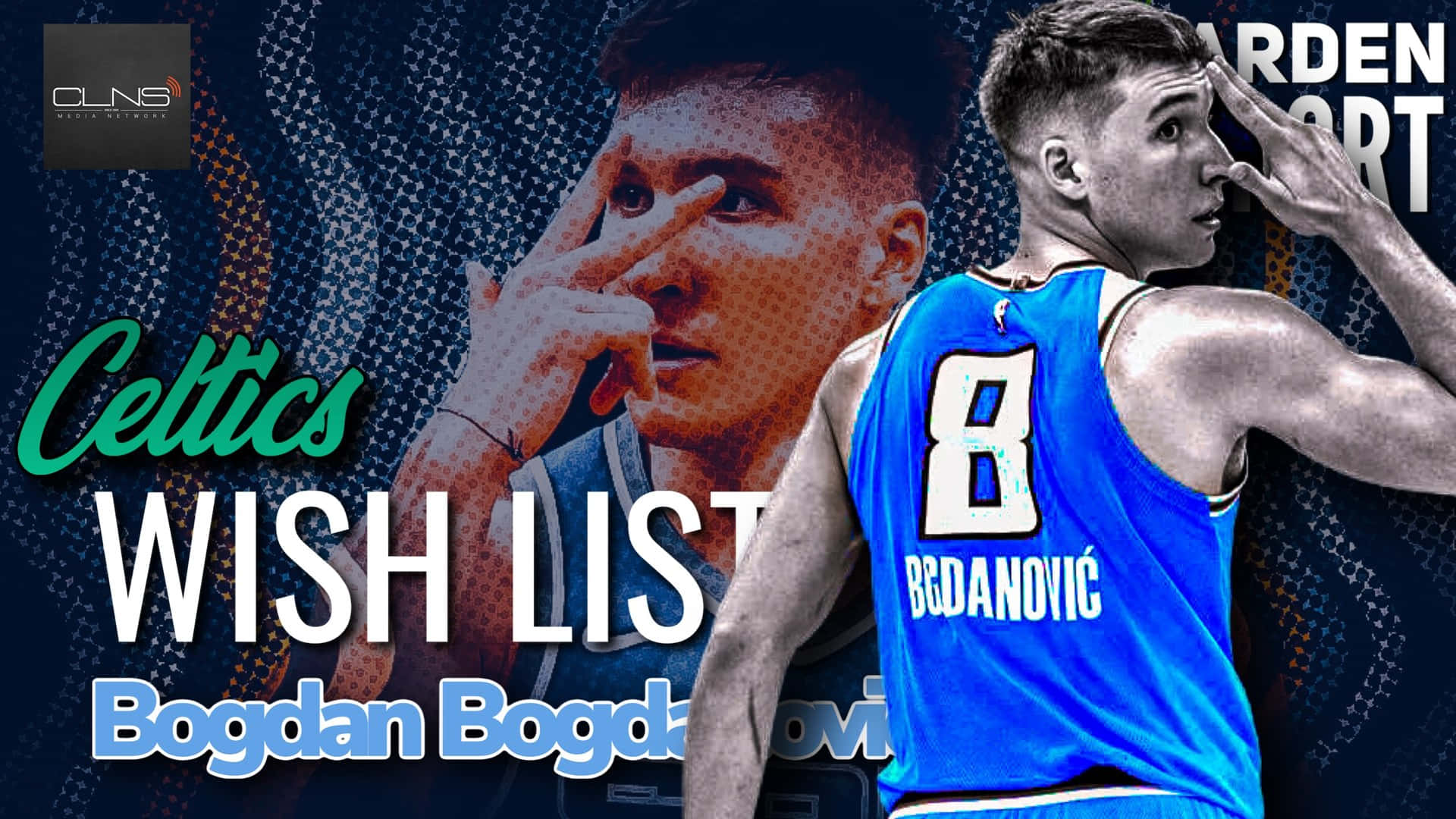 Bogdan Bogdanović 身穿塞爾提克球衣做出和平手勢。 — NBA 壁紙