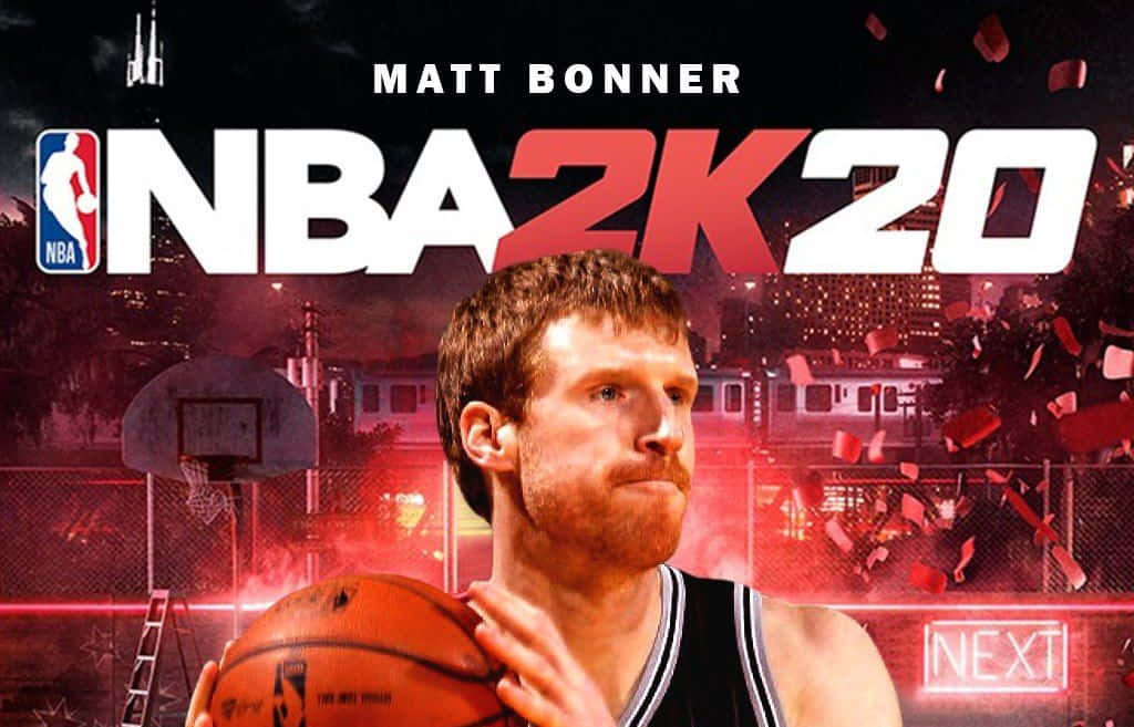 NBA 2K20 封面，球員 Matt Bonner 在城市球場上手持籃球。 — NBA 壁紙
