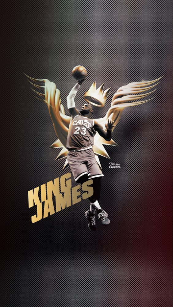 帶有翅膀和皇冠的籃球運動員投籃。 — King Lebron James 壁紙