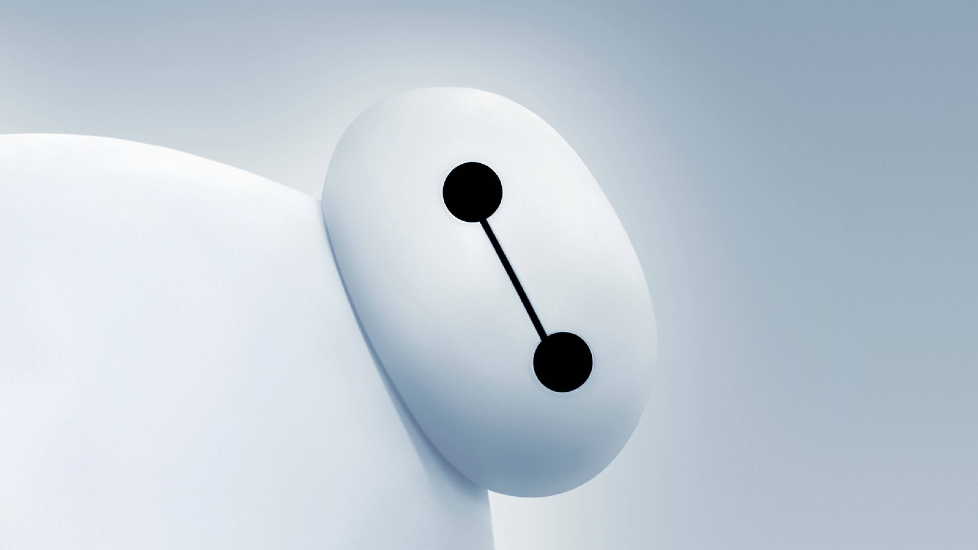 Baymax 桌布 壁紙 — Baymax 光滑白色頭部特寫，配以簡單黑色眼睛，背景為柔和漸變色。