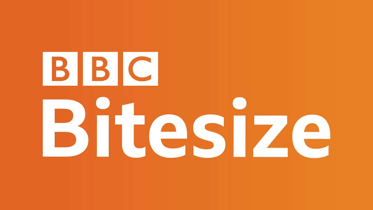 標誌 桌布 壁紙 — BBC Bitesize 標誌以粗體白色文字顯示在鮮豔的橙色漸變背景上。