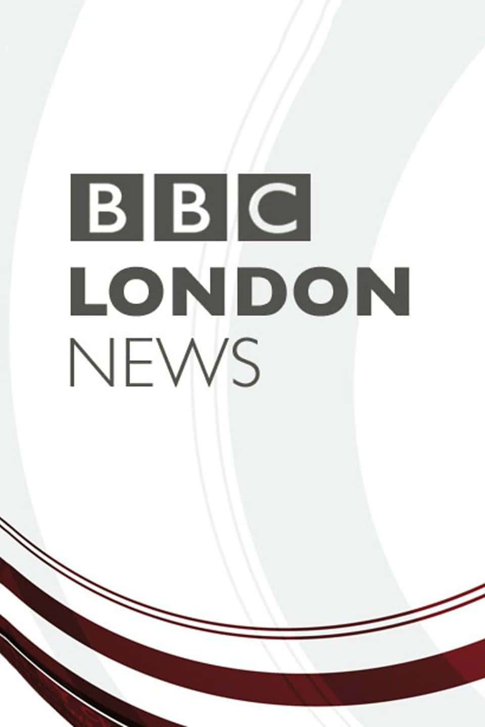 標誌 桌布 壁紙 — BBC London News 標誌顯示在潔白背景上，帶有流動的酒紅色和灰色抽象曲線。