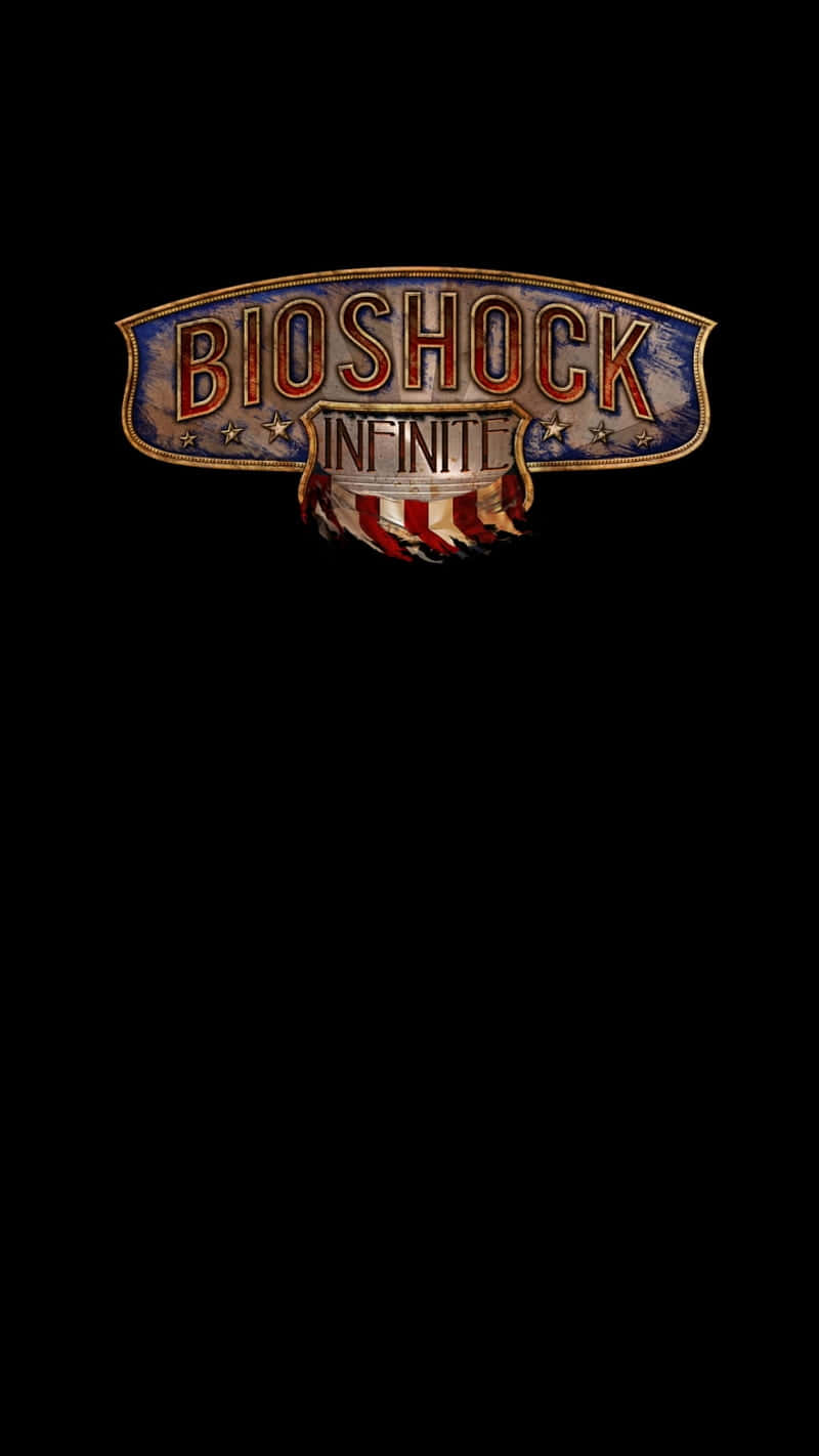 桌布 壁紙 — Bioshock Infinite 標誌在純黑背景上以愛國色彩發光。