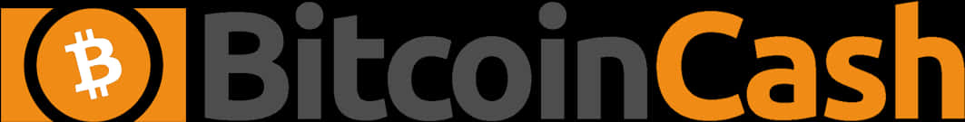 比特幣 桌布 壁紙 — Bitcoin Cash 標誌，帶有粗體橙色和灰色文字，圓圈內有比特幣符號。