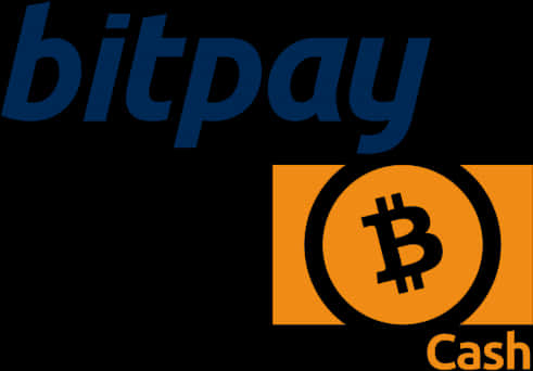 比特幣 桌布 壁紙 — Bitpay 標誌，帶有 Bitcoin Cash 符號，黑色背景，藍色和橙色。