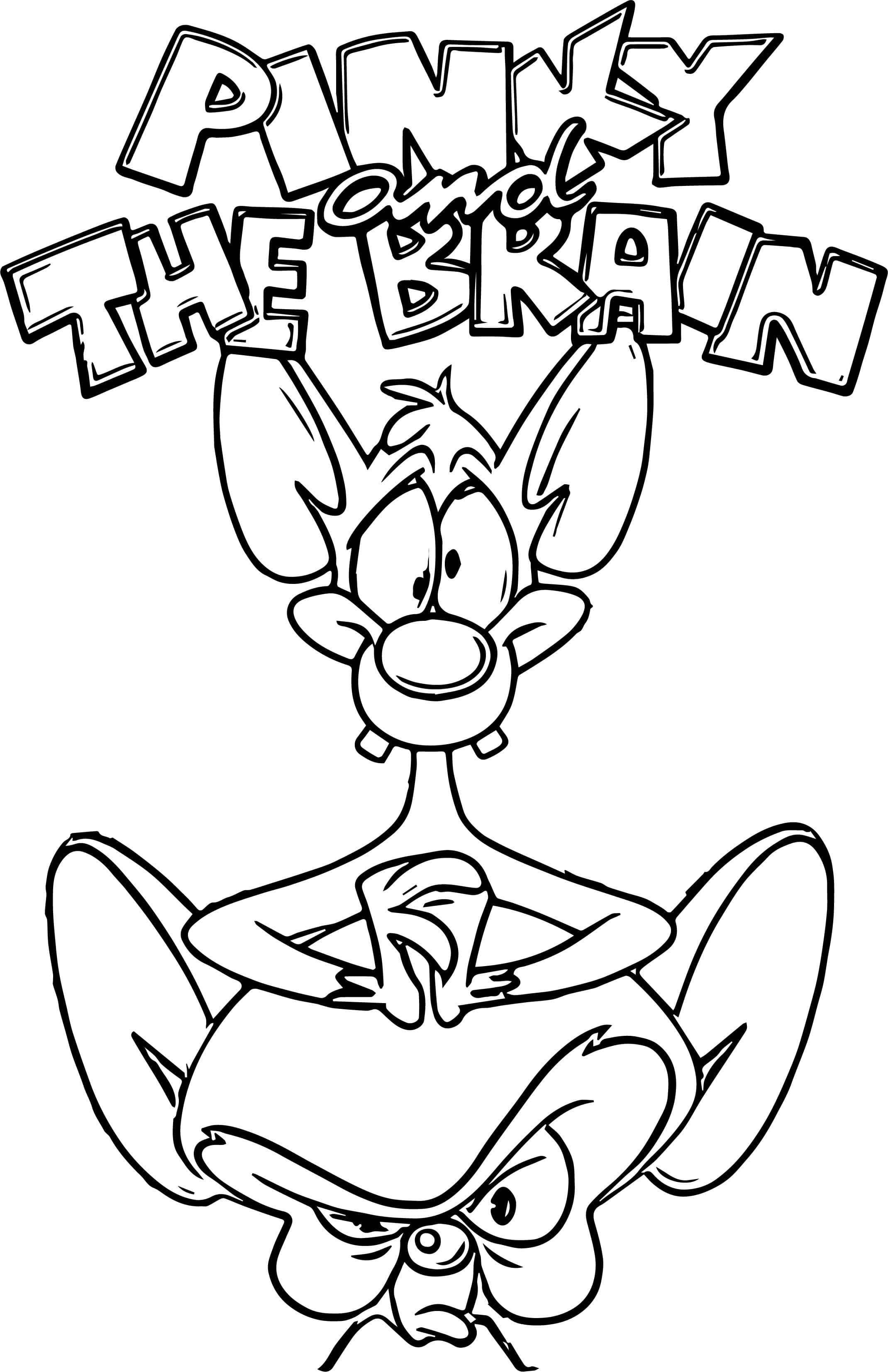 Cartoon Colouring 桌布 壁紙 — Pinky and the Brain 卡通角色的黑白線條藝術，上方有粗體標題文字。