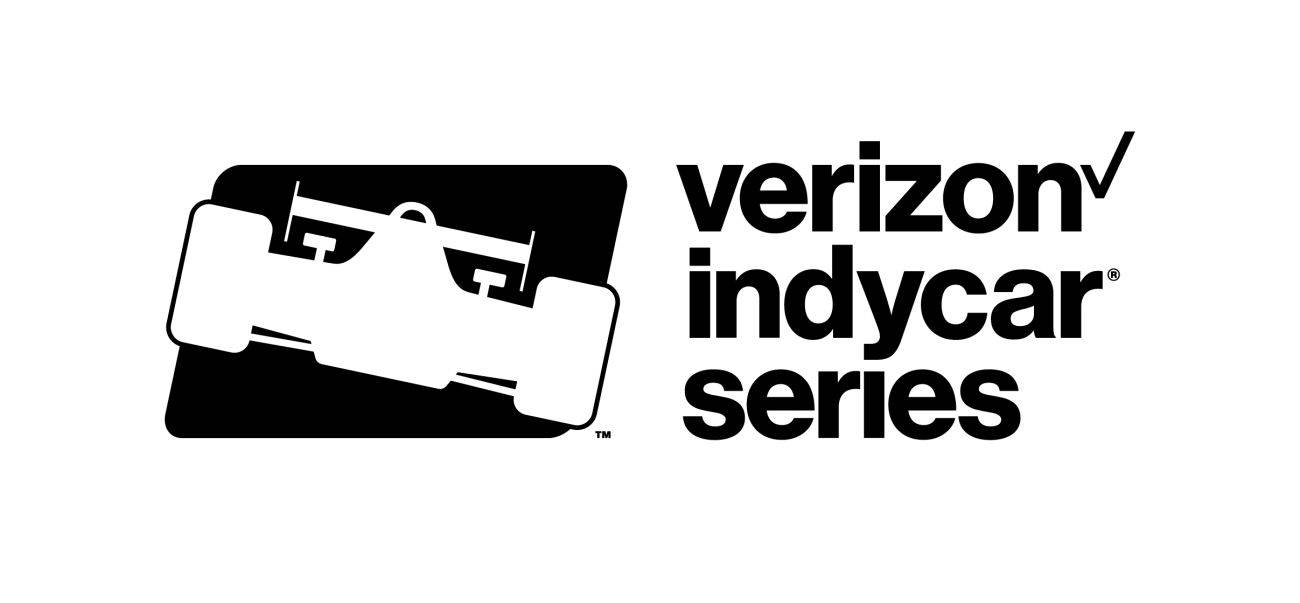 威訊 桌布 壁紙 — Verizon IndyCar Series 的黑白標誌，特色是風格化的賽車剪影。